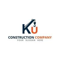 único e criativo carta ku construção logotipo vetor