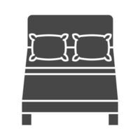 vista de cima cama de casal com travesseiros estilo silhueta ícone vetor