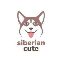 animal animais de estimação cachorro siberian rouco cabeça mascote fofa logotipo Projeto vetor