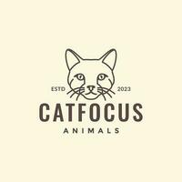 animal animais de estimação gato cabeça linha arte simples hipster vintage logotipo Projeto vetor