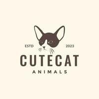 animal animais de estimação gato gatinho cabeça mascote hipster simples logotipo Projeto vetor