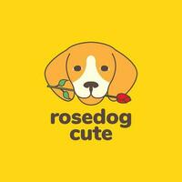 animal animais de estimação cachorro com flor rosa feminino mascote logotipo Projeto vetor