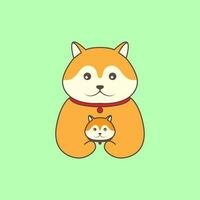 animal animais de estimação cachorro akita inu família mascote fofa desenho animado logotipo Projeto vetor