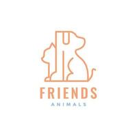 animal animais de estimação gato e cachorro linha arte moderno minimalista logotipo Projeto vetor
