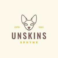animal animais de estimação gato sphynx cabeça linha arte simples mascote hipster logotipo Projeto vetor