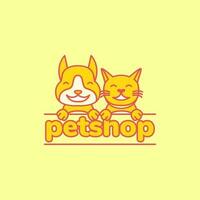 animal animais de estimação gatinho e cachorro mascote desenho animado sorrir animal fazer compras moderno logotipo Projeto vetor