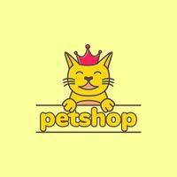animal animais de estimação gato gatinho coroa rei animal fazer compras mascote desenho animado fofa logotipo Projeto vetor
