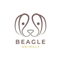 animal animais de estimação beagle cabeça mascote moderno mínimo logotipo Projeto vetor