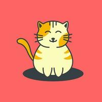 gato animais de estimação gordo fofa sorrir mascote desenho animado logotipo vetor ícone ilustração