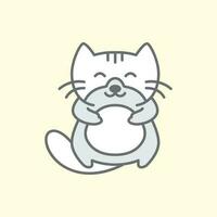 cinzento gato animais de estimação fofa sorrir feliz mascote desenho animado logotipo vetor ícone ilustração