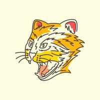 tigre rugido cabeça colorida linha arte mascote logotipo vetor ícone ilustração