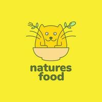 gatinho gato animais de estimação comer macarrão tigela saúde mascote desenho animado logotipo ícone vetor ilustração