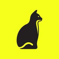 gato Preto animais de estimação isolado simples mínimo logotipo ícone vetor ilustração