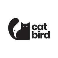 gato e pássaro animais de estimação mascote moderno mínimo simples logotipo vetor ícone ilustração