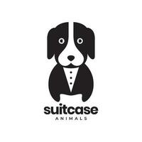 cachorro mala de viagem animais de estimação o negócio legal mascote desenho animado moderno logotipo vetor ícone ilustração