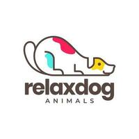 cachorro dormir relaxar animais de estimação linhas arte colorida abstrato moderno mínimo mascote logotipo vetor ícone ilustração