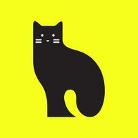 Preto gato animais de estimação sentar moderno mínimo mascote simples logotipo vetor ícone ilustração