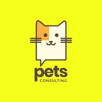 gato animais de estimação consultando conversa especialista médico mascote desenho animado fofa logotipo vetor ícone ilustração