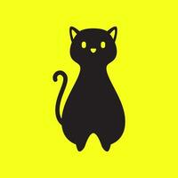 Preto gato simples ficar de pé mínimo moderno fofa mascote logotipo vetor ícone ilustração