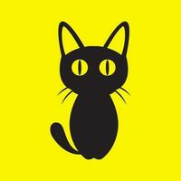 Preto gatinho gato animais de estimação fofa ficar de pé mínimo moderno mascote simples logotipo ícone vetor ilustração