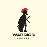 crianças jogando Guerreiro reino gladiador lenda mascote simples hipster logotipo ícone vetor ilustração
