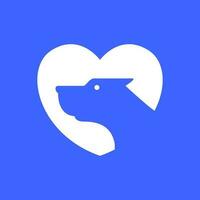 cachorro animais de estimação amante coração moderno mínimo geométrico forma mascote logotipo vetor ícone ilustração