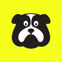 buldogue animais de estimação cachorro cabeça fofa colorida mascote desenho animado plano moderno logotipo ícone vetor ilustração