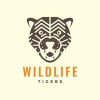 tigre cabeça rugido animais selvagens fera selva floresta mínimo vintage hipster logotipo ícone vetor ilustração