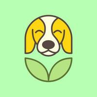 jack Russel cachorro cachorro fofa moderno geométrico mascote desenho animado folhas natureza logotipo ícone vetor ilustração