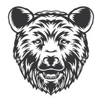 grisalho Urso cabeça Projeto lineart. Fazenda animal. Preto Urso logotipos ou ícones. vetor ilustração