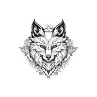 Preto linha tatuagem Lobo em branco fundo vetor