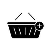 adicionar compras glifo ícone. contém ícone compras carrinho com adicionar ícone. ícone ilustração relacionado para e comércio fazer compras. simples vetor Projeto editável. pixel perfeito às 32 x 32