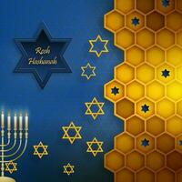 rosh Hashaná judaico Novo ano, a rosh Hashaná feriado com agradável e criativo judaico símbolos vetor