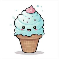 uma fofa gelo creme plano ilustração, sorvete vetor desenho, colorida desenho animado sorvete ilustração