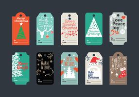 Minimalista e belo conjunto de Tags de presente de Natal para cumprimentos de férias vetor