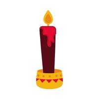 dia dos mortos queimando vela preta decoração ícone de celebração mexicana estilo simples vetor