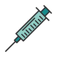 linha de equipamentos de vacina de seringa médica e preenchimento vetor