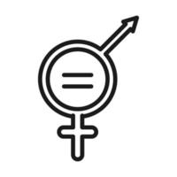 feminismo movimento ícone emblema gêneros igualdade direitos femininos pictograma linha estilo vetor