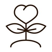 ícone de linha de doação de caridade em forma de planta em forma de coração vetor