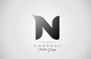 logotipo do ícone da letra n do alfabeto em gradiente preto. design criativo para negócios e empresa vetor