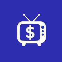 tv antiga com o símbolo do dólar, ícone do vetor