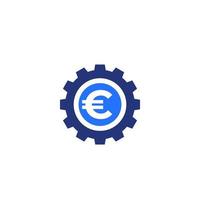 ícone financeiro da fintech com o símbolo do euro em branco vetor