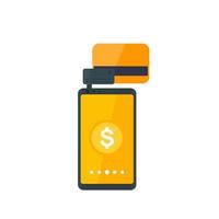 terminal móvel pagamento com ilustração vetorial de cartão e smartphone vetor