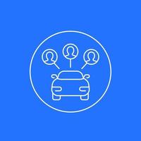 ícone linear de compartilhamento de carros com usuários e carro vetor