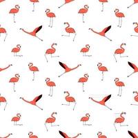 doodle flamingos ativos dançando mosca sono descanso relaxar sonho caminhada contorno desenho animado rosa pêssego animais isolados no fundo branco vetor