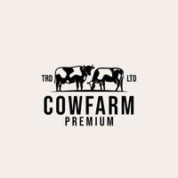 design de logotipo de vetor de fazenda de vacas premium