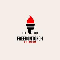 design de logotipo de vetor de tocha liberdade premium