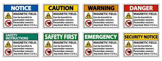campo magnético pode ser prejudicial para usuários de marca-passo. usuários de espaço - fiquem 30 cm vetor