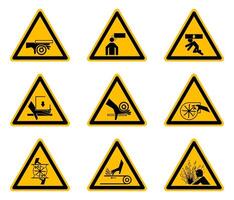 etiquetas triangulares de símbolos de perigo de aviso em fundo branco vetor