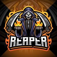 design do logotipo do mascote reaper esport vetor